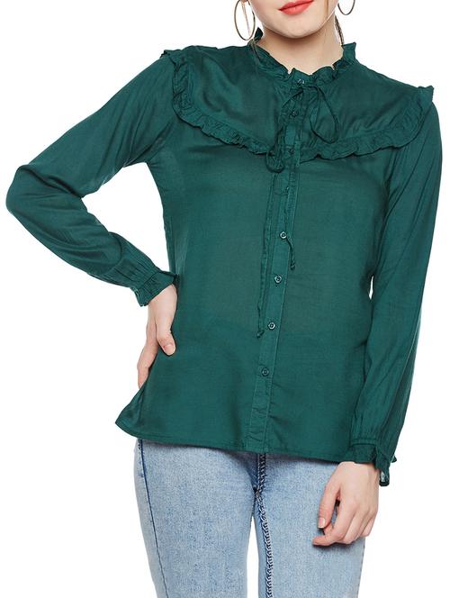 green viscose regular shirt - 14349938 -  Standard Image - 0