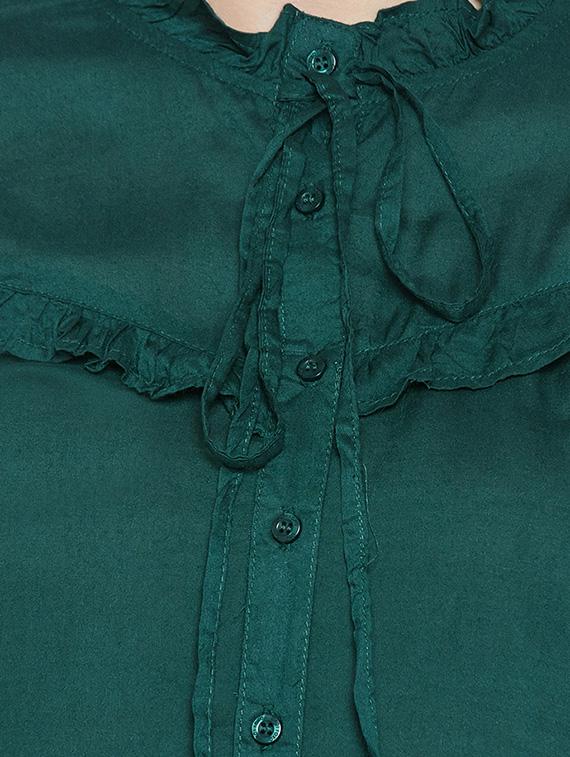 green viscose regular shirt - 14349938 - Standard Image - 3