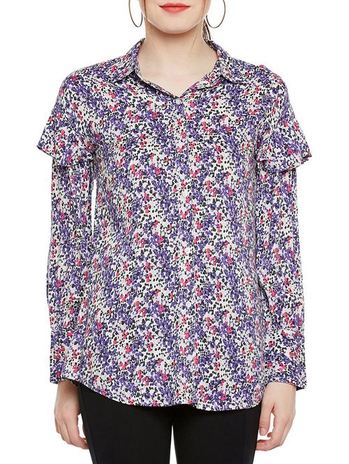 blue printed viscose shirt - 14349939 -  Standard Image - 0