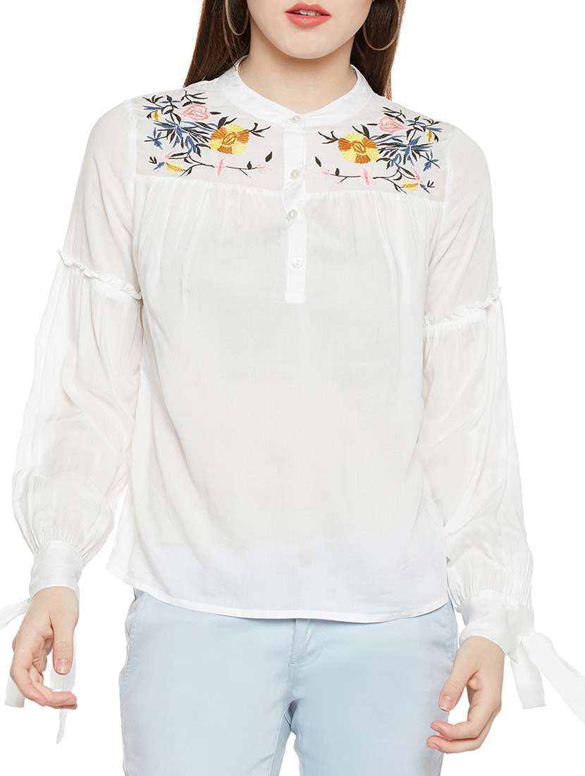 white viscose regular top - 14349972 - Zoom Image - 0