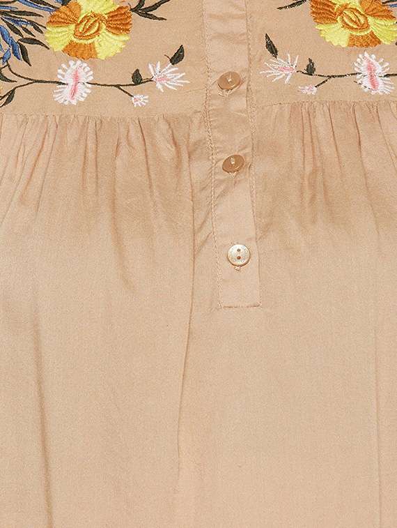 light brown embroidered viscose regular top - 14349973 - Standard Image - 3