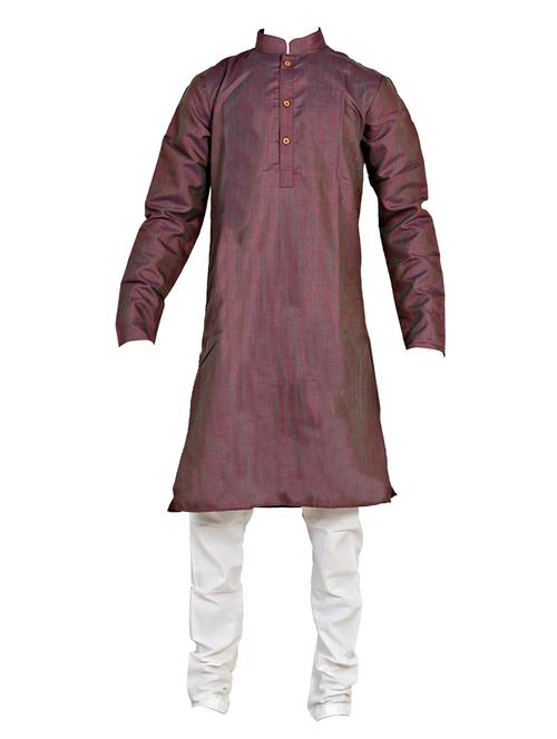 purple silk blend kurta set - 14352795 -  Standard Image - 0