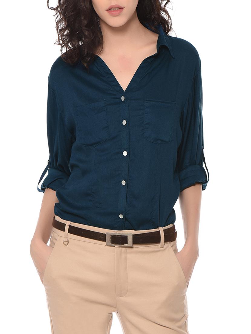 teal rayon regular shirt - 14352814 -  Zoom Image - 0