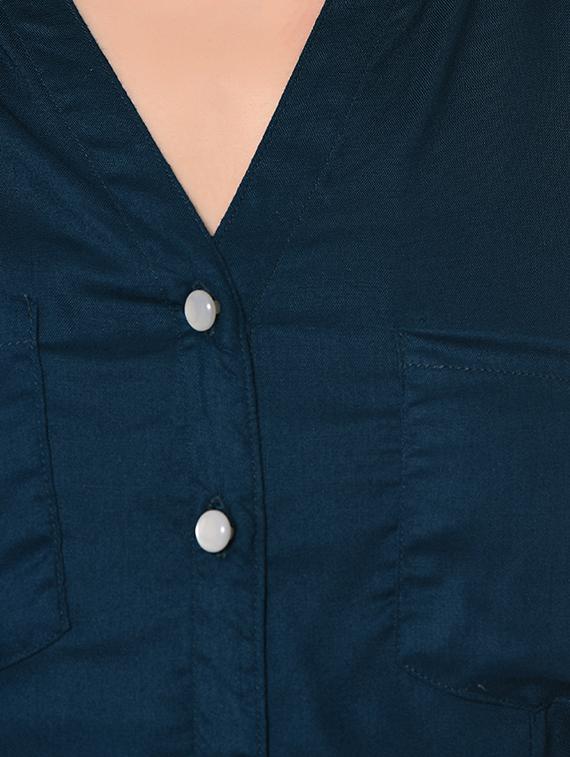 teal rayon regular shirt - 14352814 - Standard Image - 3