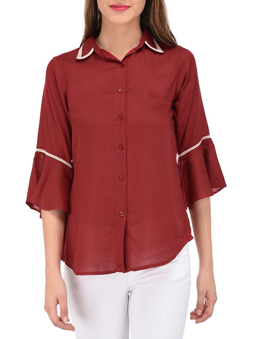 red rayon regular shirt - 14352819 - Zoom Image - 0