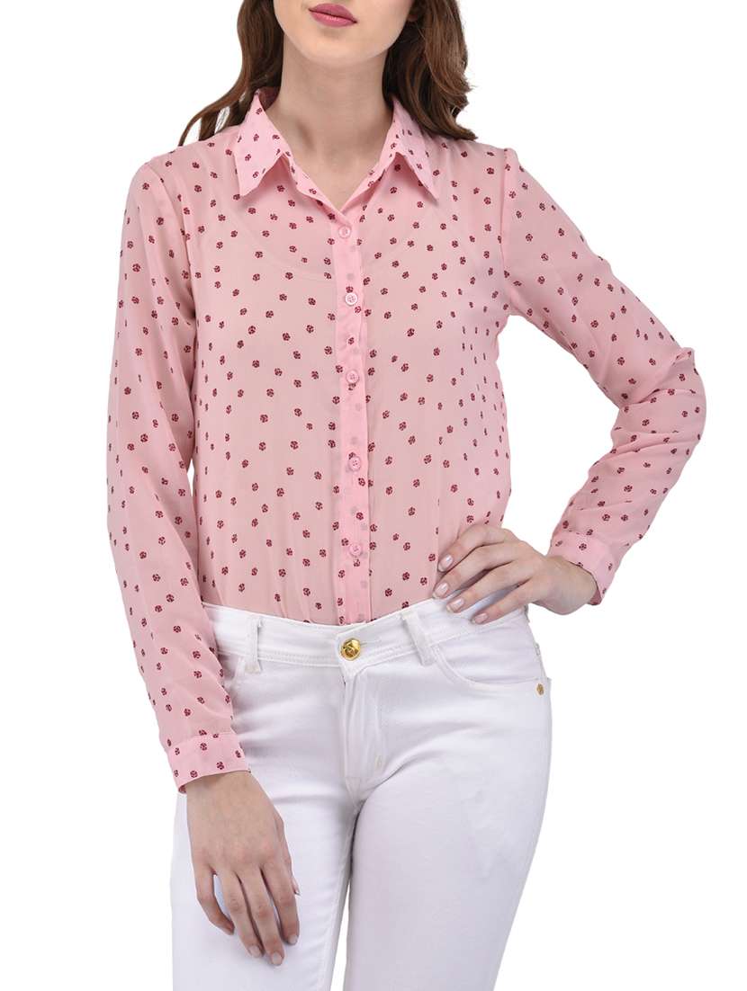 pink printed regular shirt