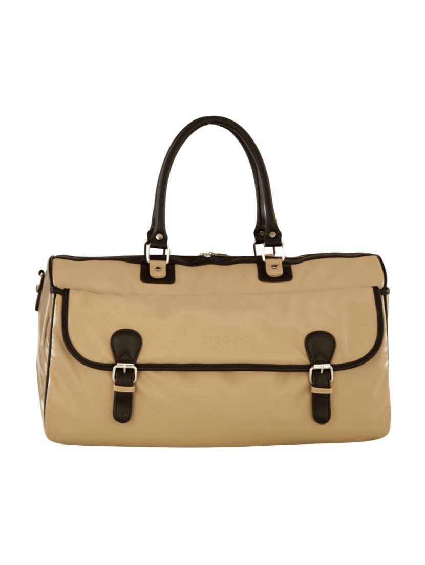 beige leatherette dufflebag