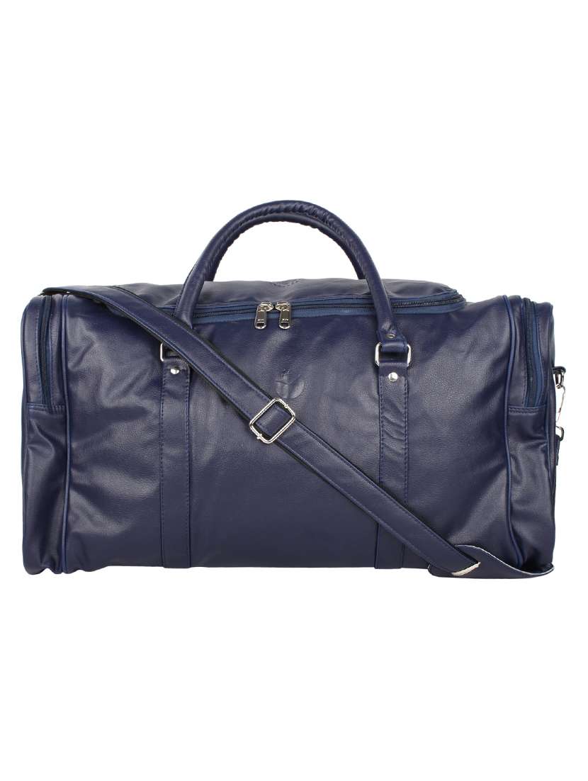 blue leatherette  dufflebag