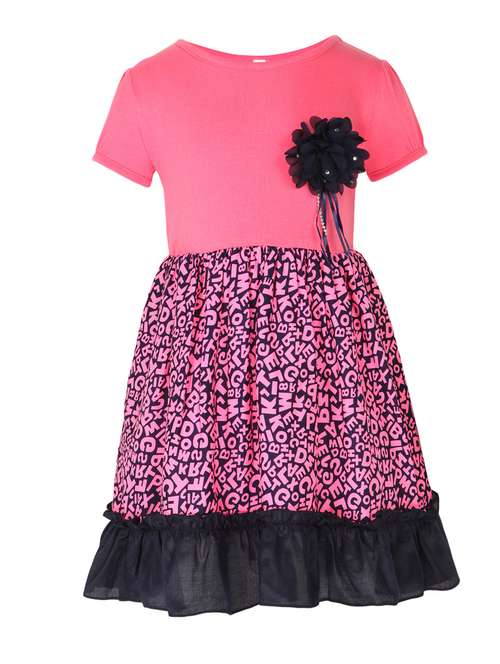girls round neck short sleeves frock - 14358852 - Standard Image - 0