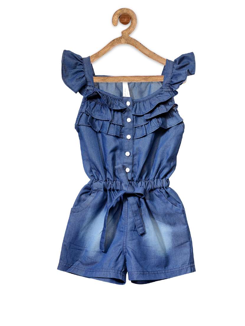 blue cotton blend playsuit