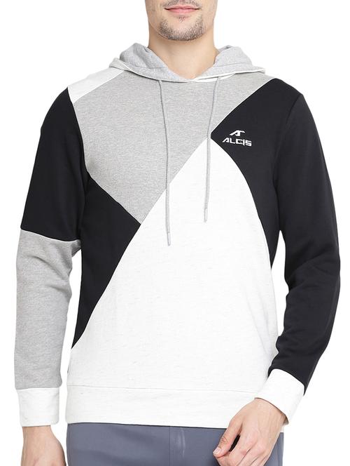 dark blue cotton color block sweatshirt - 14359040 -  Standard Image - 0