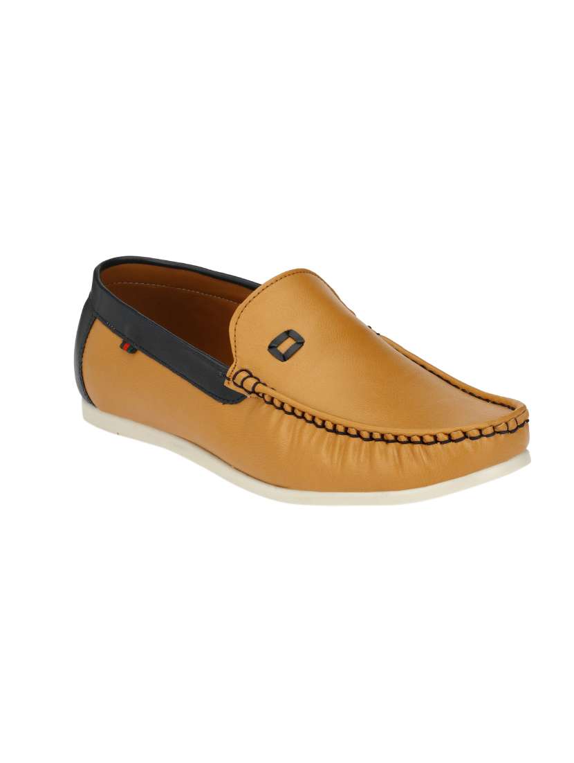 tan leatherette slip on loafer