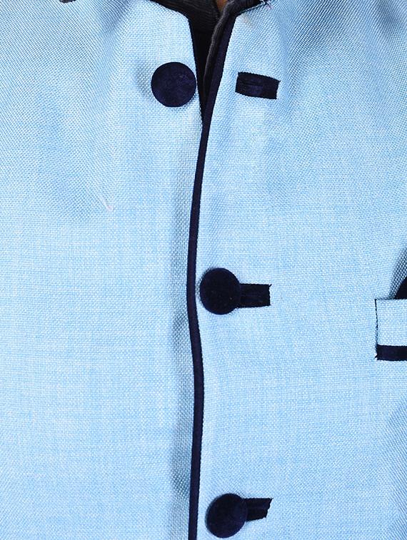 light blue khadi nehru jacket - 14361349 - Standard Image - 3