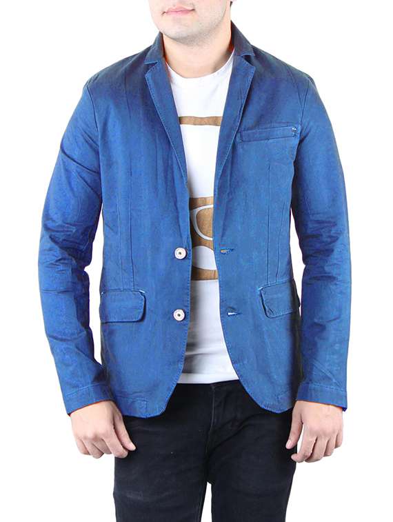 blue cotton casual blazer