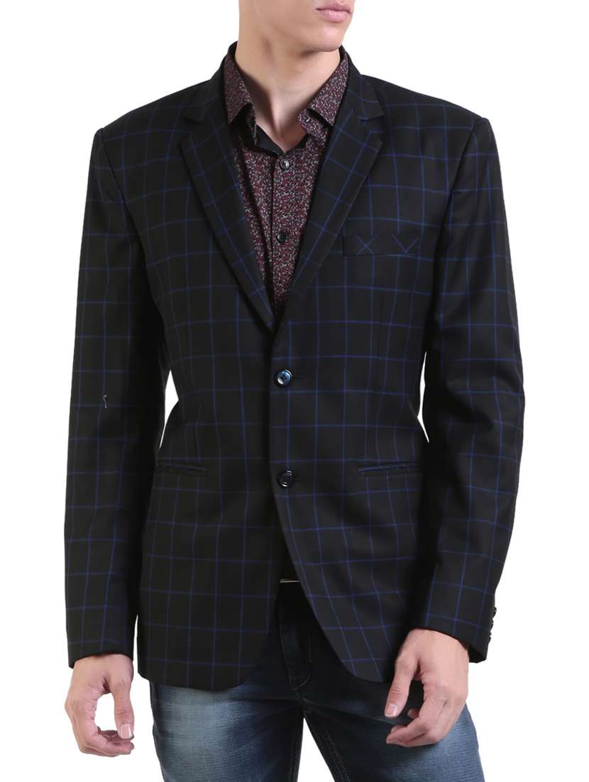 black polyester casual blazer