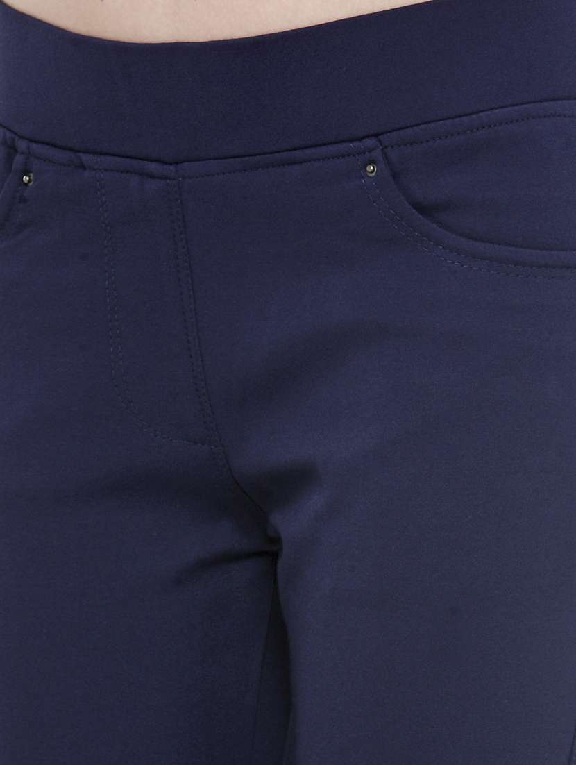 navy blue cotton lycra jeggings - 14366629 - Standard Image - 3