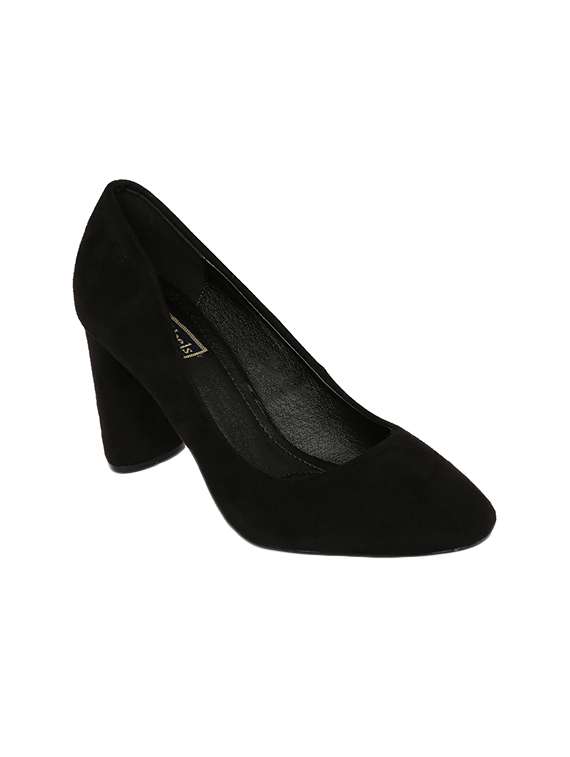 black suede slip on pumps