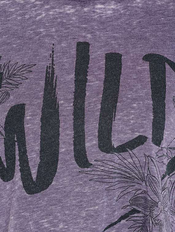 purple printed cotton crop tee - 14367810 - Standard Image - 3