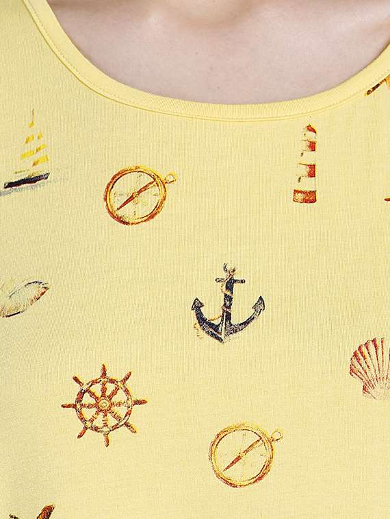 yellow printed viscose regular tee - 14367829 - Standard Image - 3