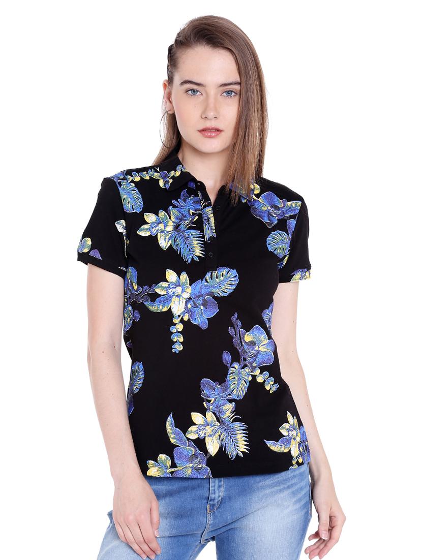 black printed cotton regular tee - 14367838 - Zoom Image - 0
