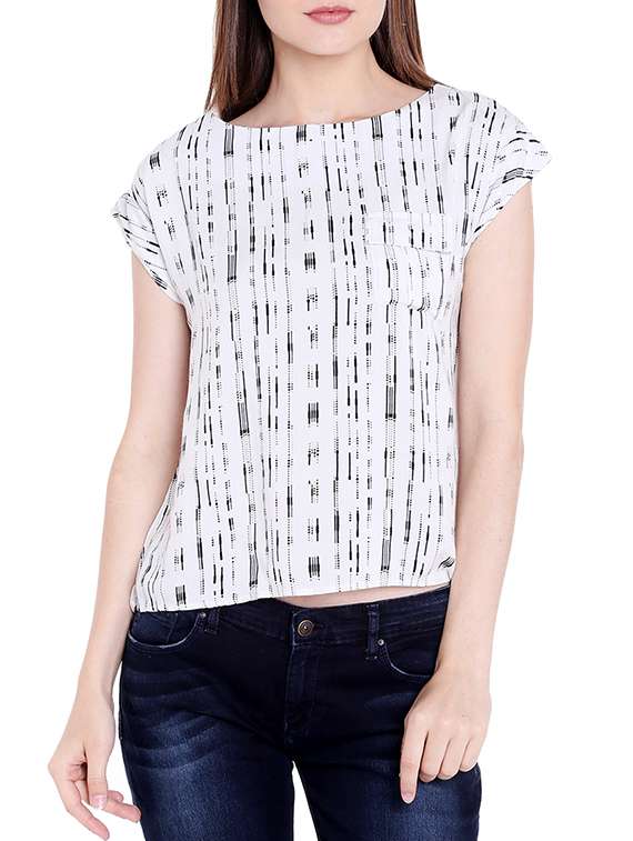 white printed viscose top