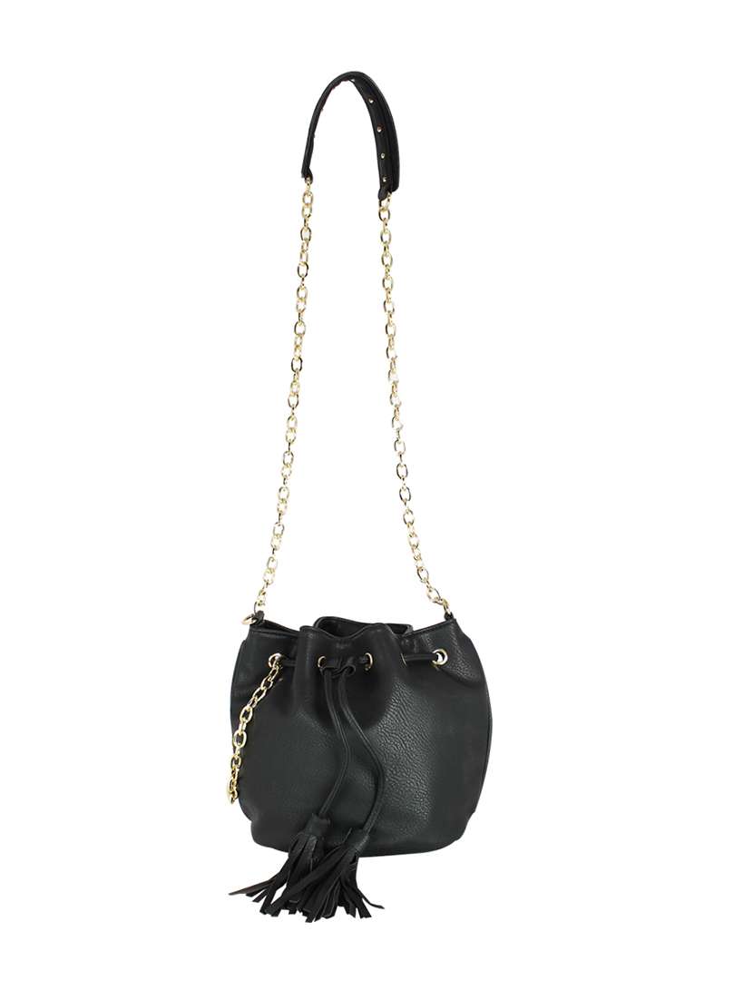 black suede sling bag