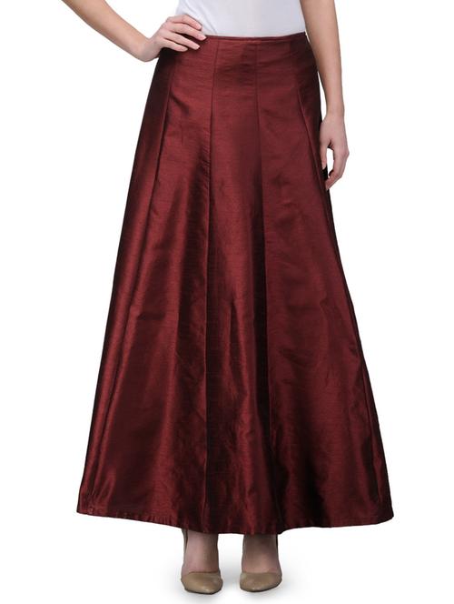 maroon dupion silk aline skirts - 14369587 - Standard Image - 0