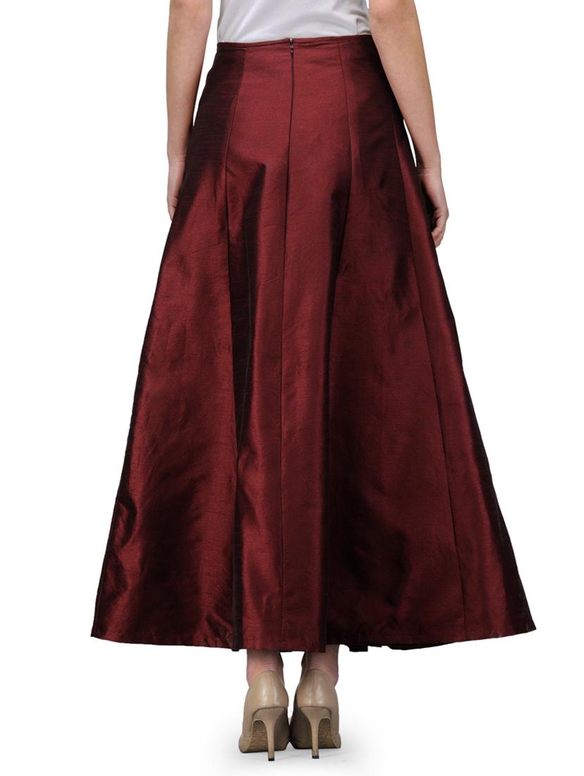 maroon dupion silk aline skirts - 14369587 - Standard Image - 3
