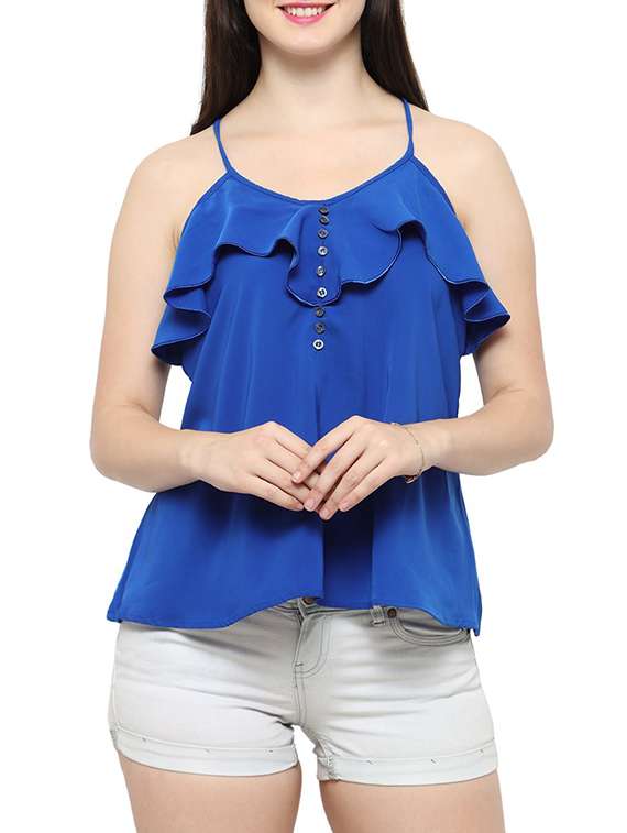 women's ruffle shoulder strap top