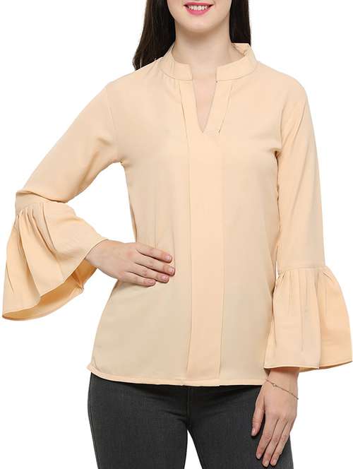 women's straight mandarin neck top - 14372601 - Standard Image - 0