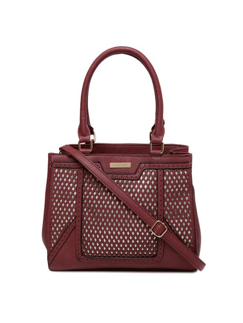 maroon leatherette regular handbag - 14373229 - Standard Image - 0