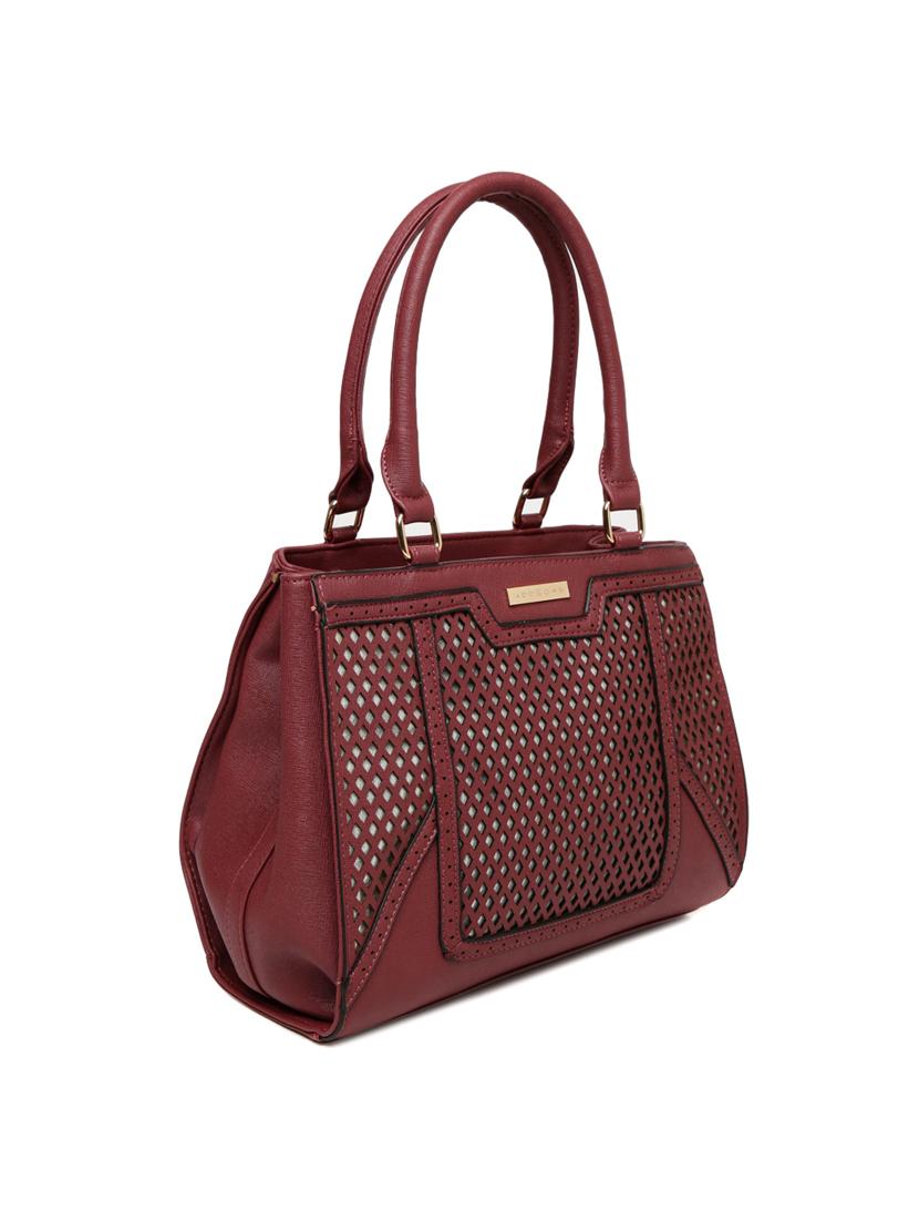 maroon leatherette regular handbag - 14373229 - Standard Image - 3