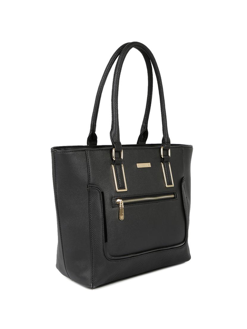 black leatherette regular handbag - 14373242 - Standard Image - 3