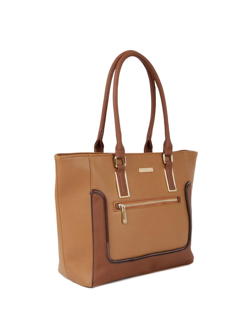 tan leatherette regular handbag - 14373243 - Standard Image - 3