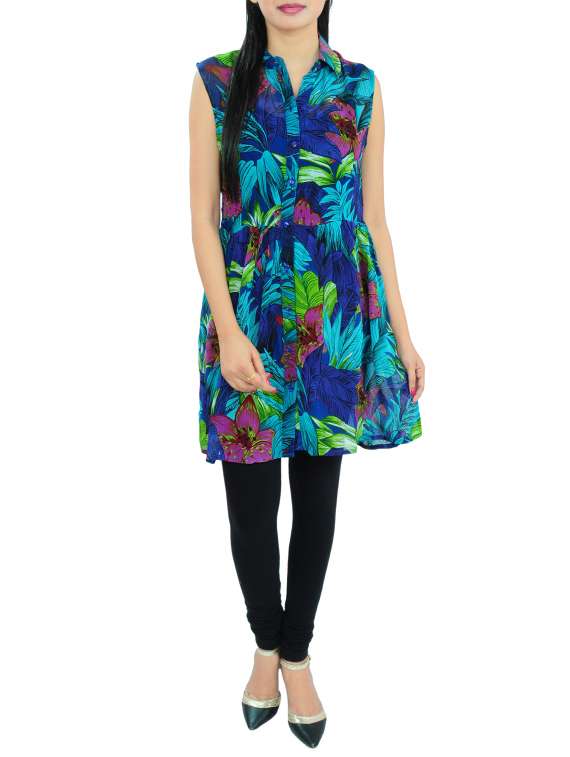 blue printed cotton tunic