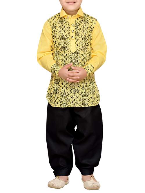 yellow cotton kurta pyjama set - 14375285 - Standard Image - 0