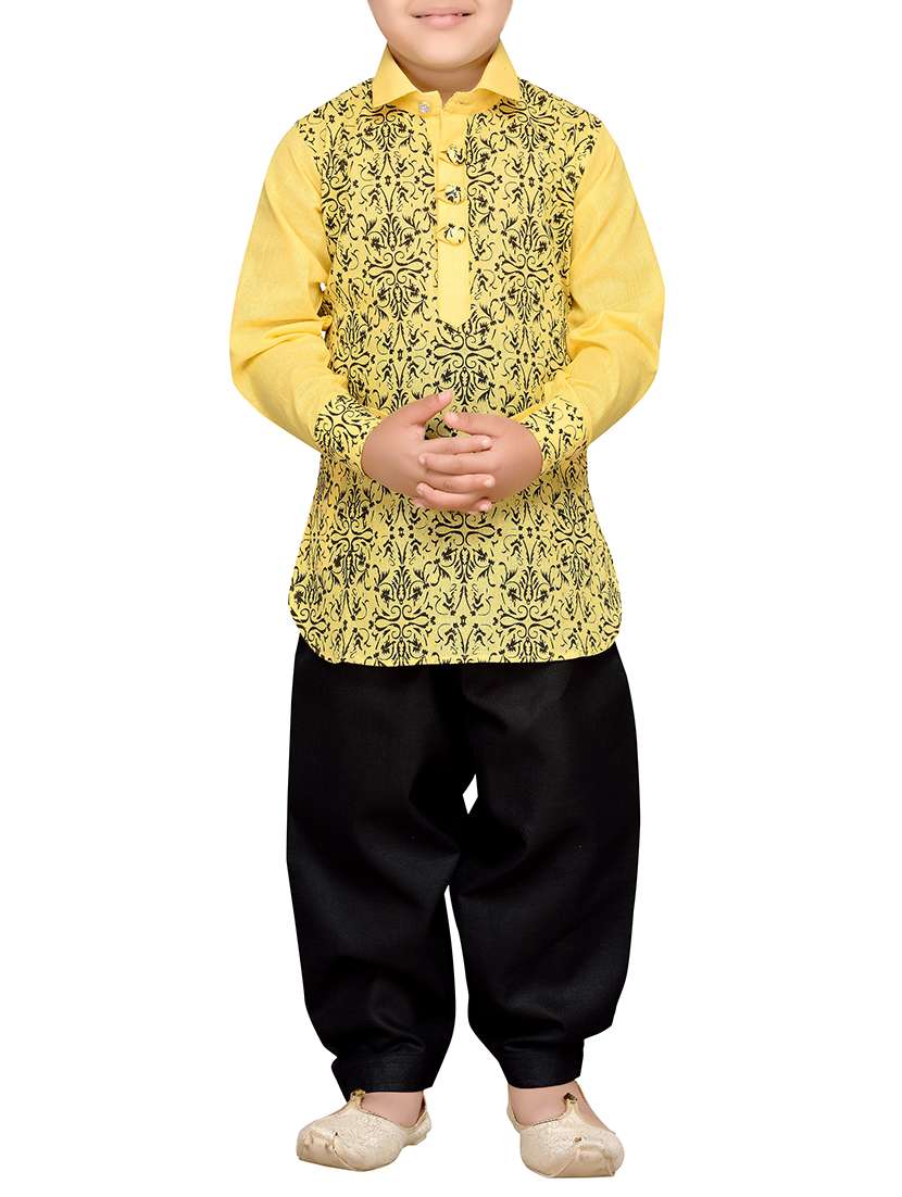 yellow cotton kurta pyjama set - 14375285 - Zoom Image - 0