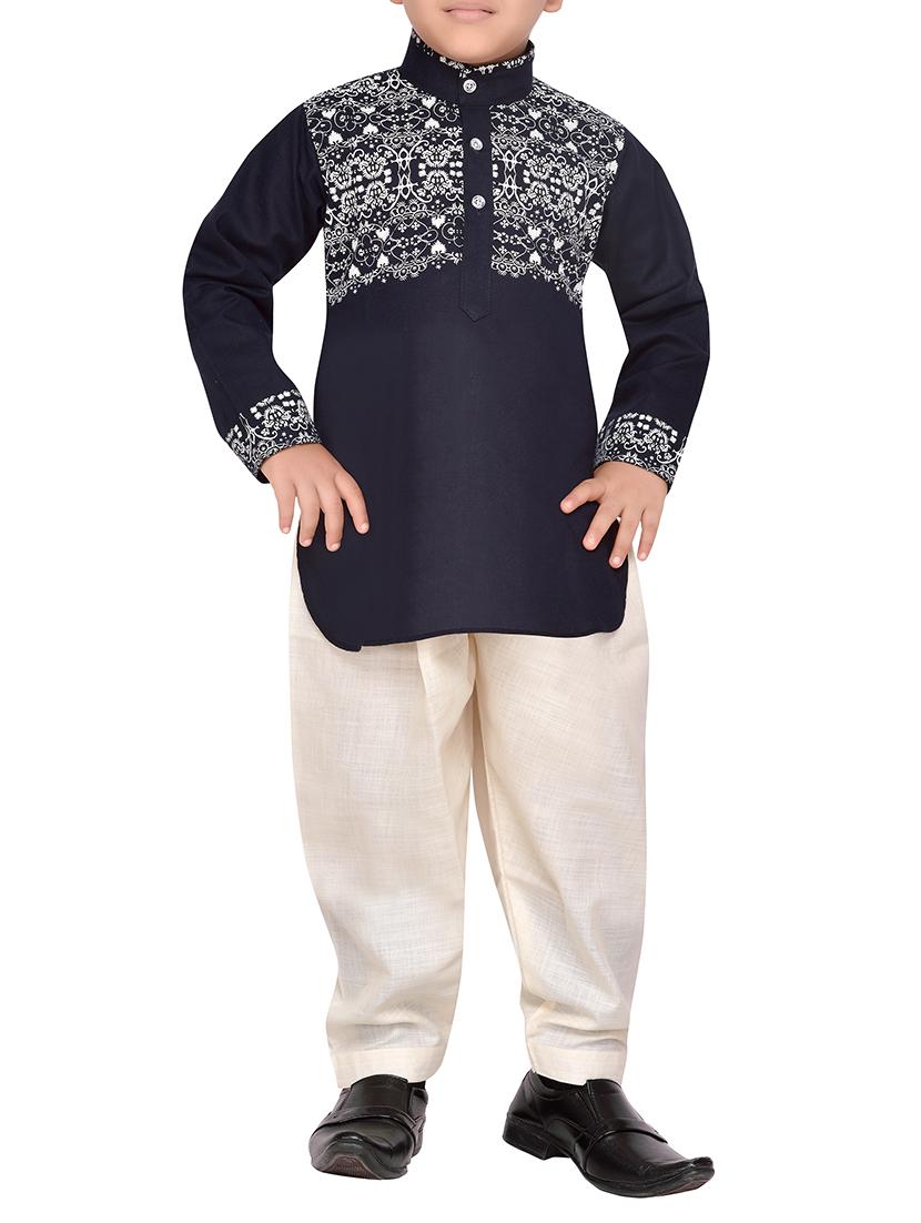 blue cotton kurta pyjama set - 14375298 -  Zoom Image - 0