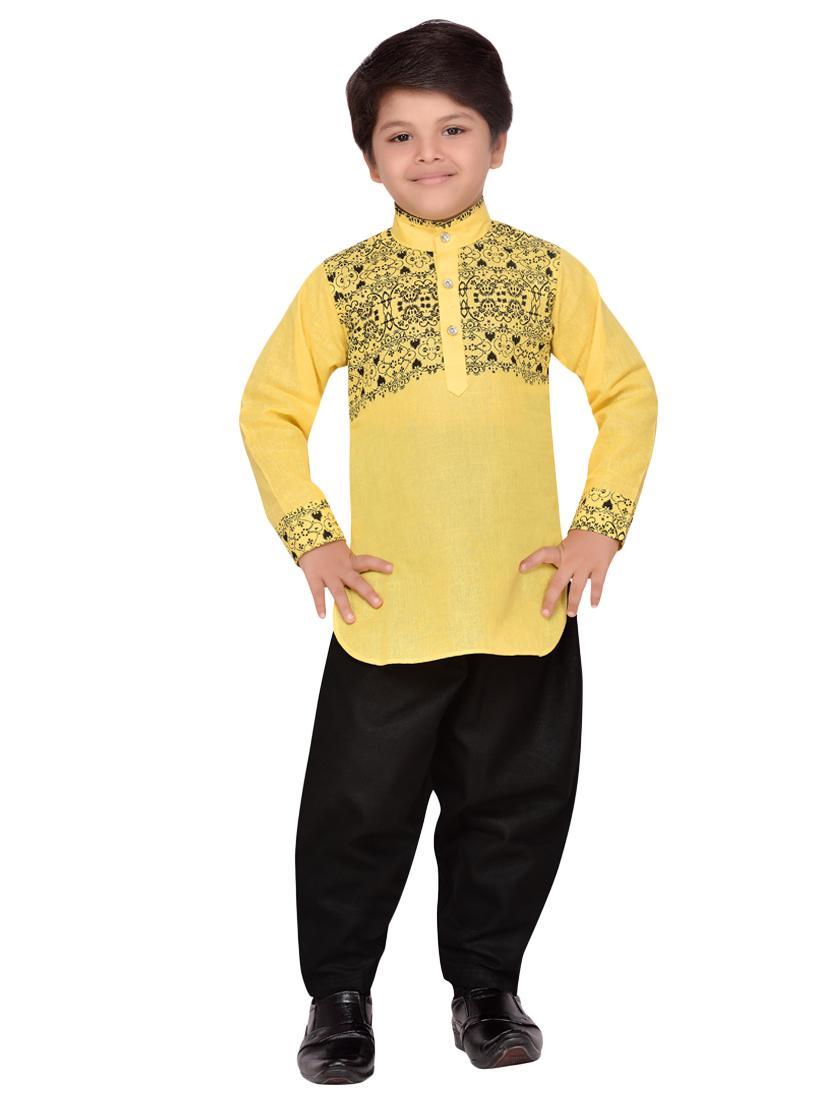 yellow cotton kurta pyjama set - 14375300 - Standard Image - 3