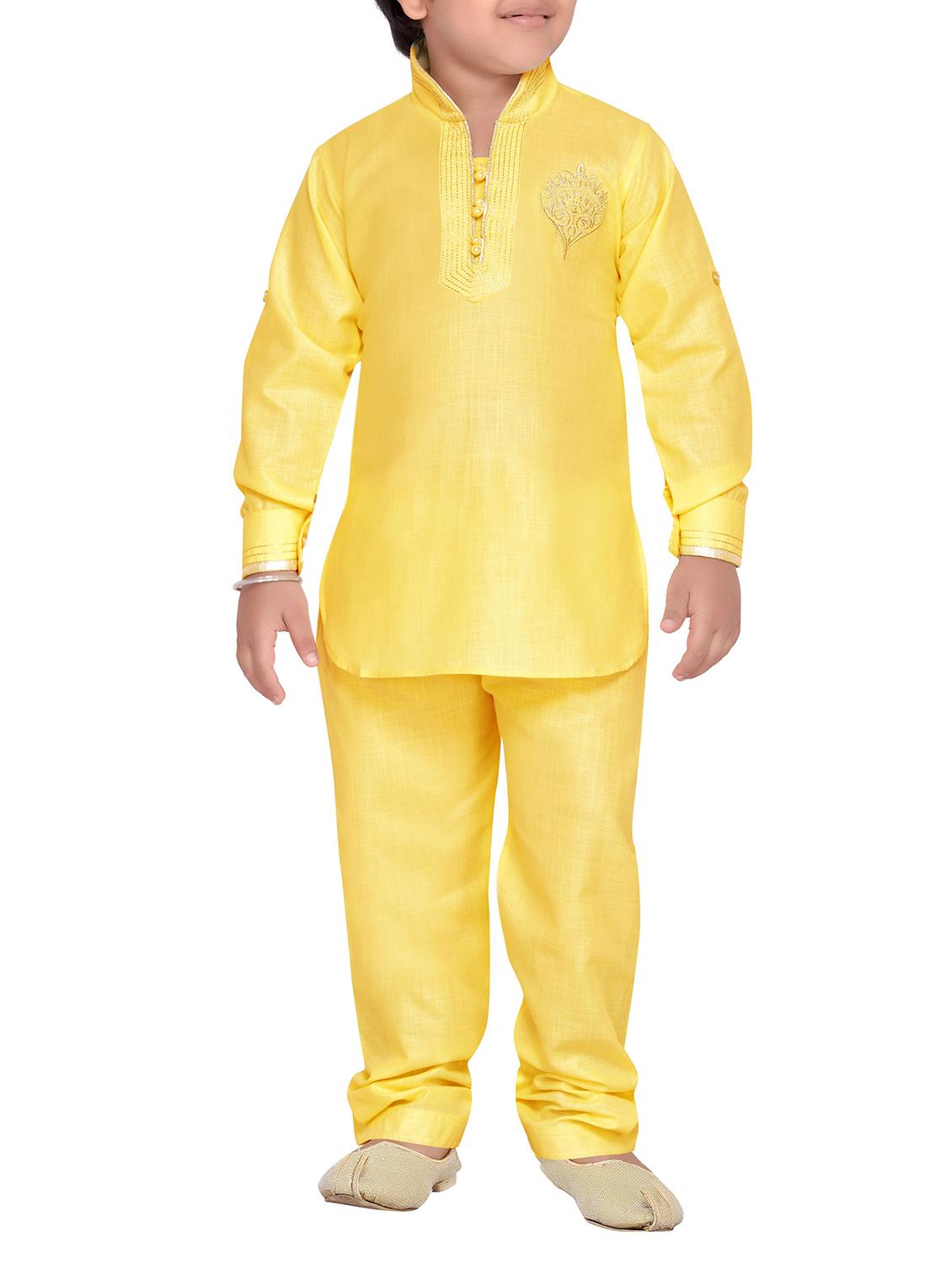 yellow cotton kurta pyjama set - 14375304 - Zoom Image - 0