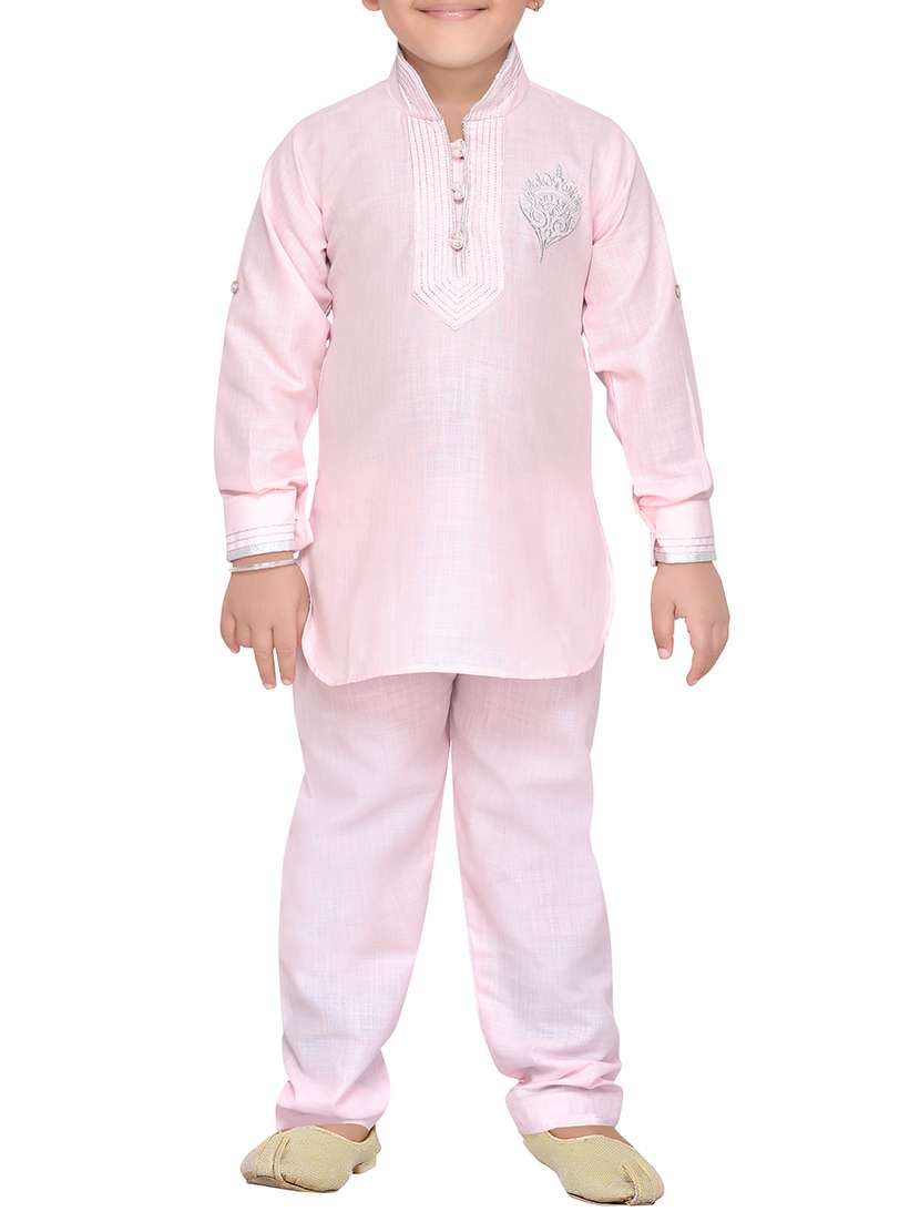 pink cotton kurta pyjama set - 14375305 - Zoom Image - 0