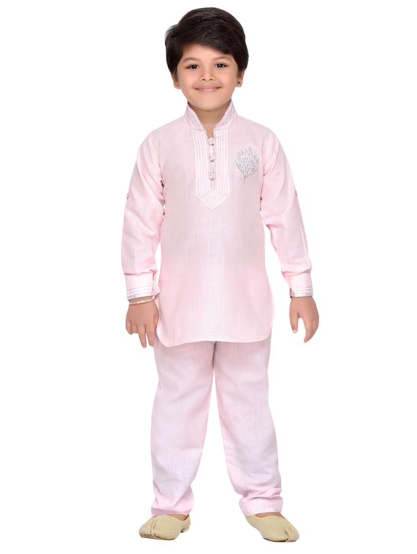 pink cotton kurta pyjama set - 14375305 - Standard Image - 3