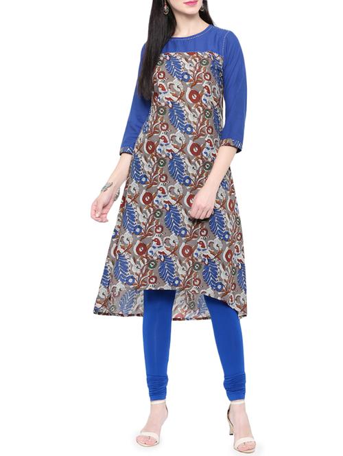 high-low pringted kurta - 14377358 -  Standard Image - 0