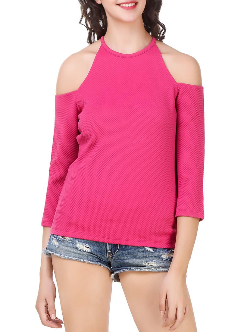 cold shoulder solid top - 14379402 - Zoom Image - 0