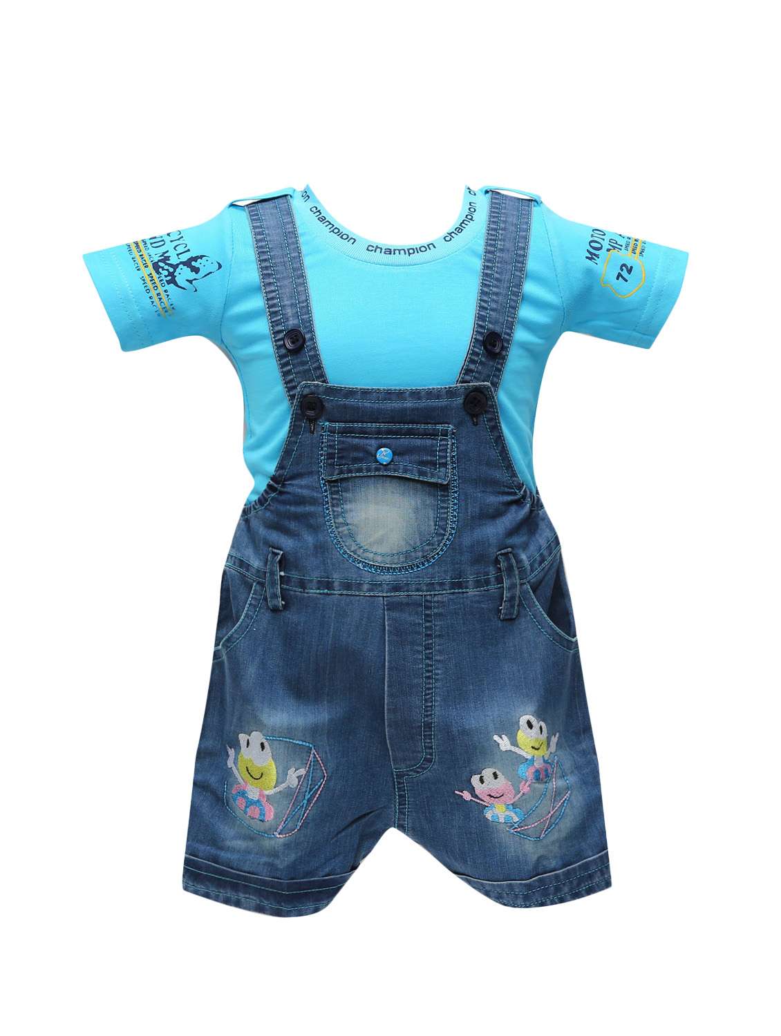 blue cotton dungaree set - 14380899 - Zoom Image - 0