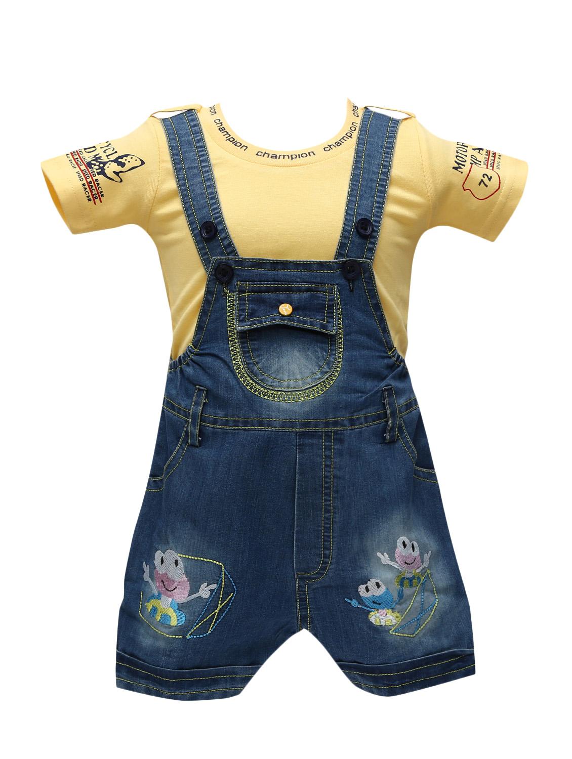 yellow cotton dungaree set - 14380901 - Zoom Image - 0