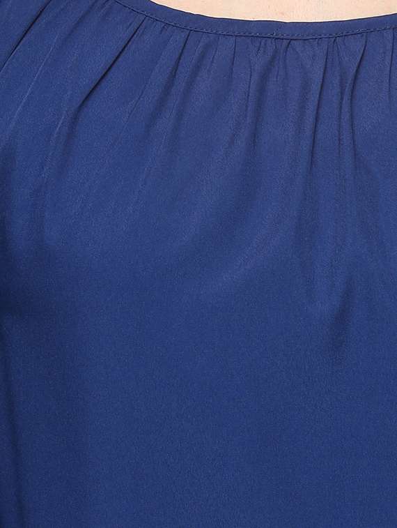 gathered neck cold shoulder top - 14382807 - Standard Image - 3