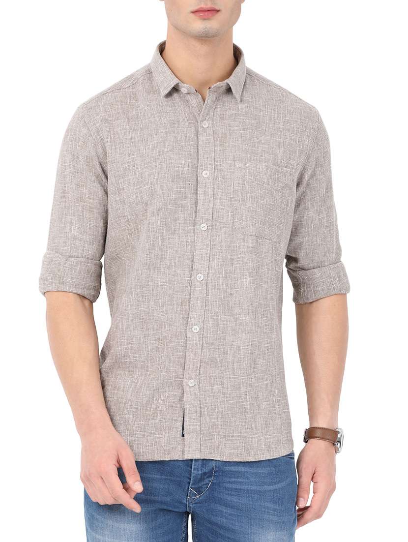mens self design casual shirt