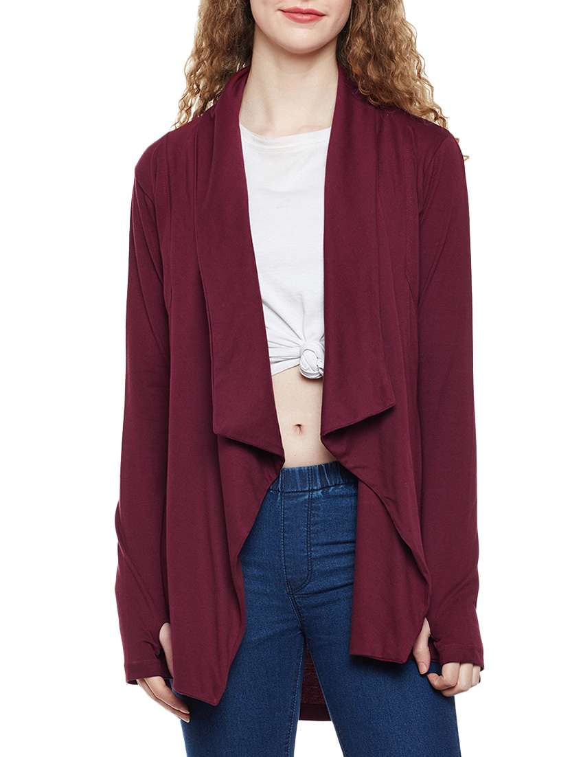 purple cotton casual shrug