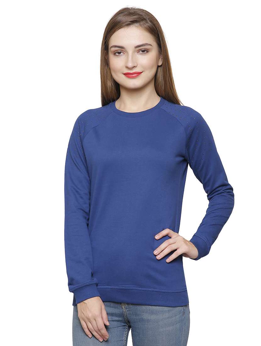 blue cotton casual sweatshirt - 14393354 -  Zoom Image - 0